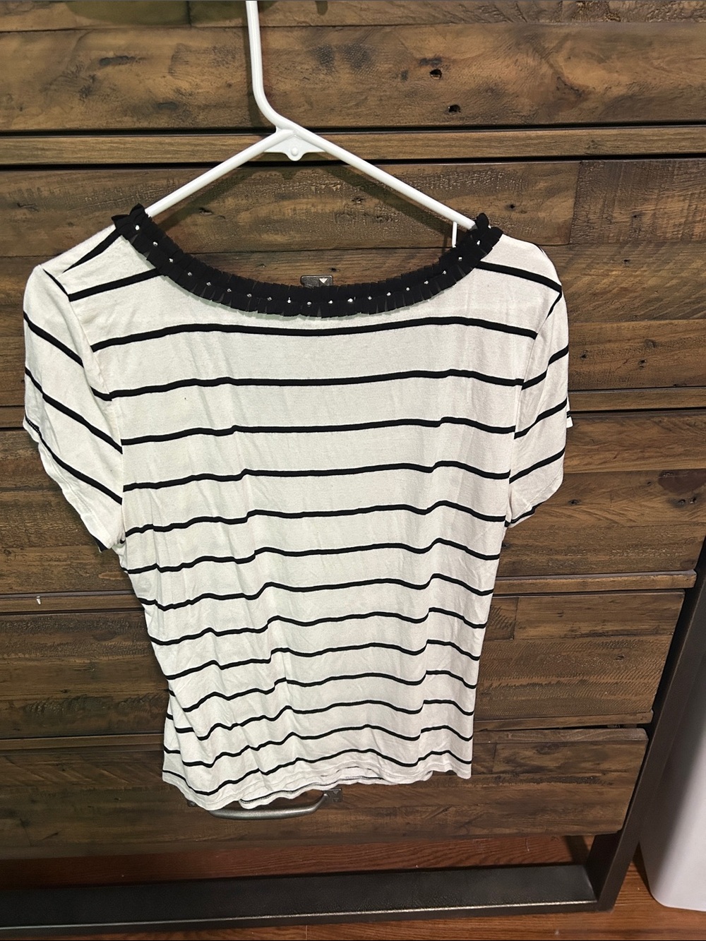 White House Black Market. Black floral cardigan and B/W Stripe Tshirt. Set of 2 - Picture 6 of 13